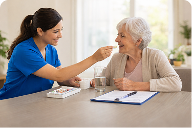 Caregiver consultation and training support illustration
